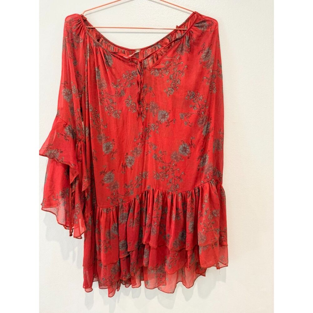 Free People Sunsetter Floral Ruffle Mini Dress